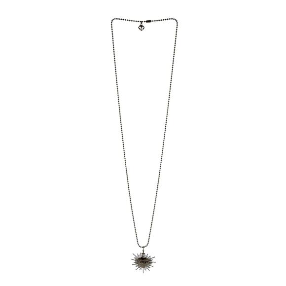 VIRGINS SAINTS & ANGELS VSA Sacred Flame Charm Necklace Gunmetal 34" Ball Chain - Picture 3 of 10